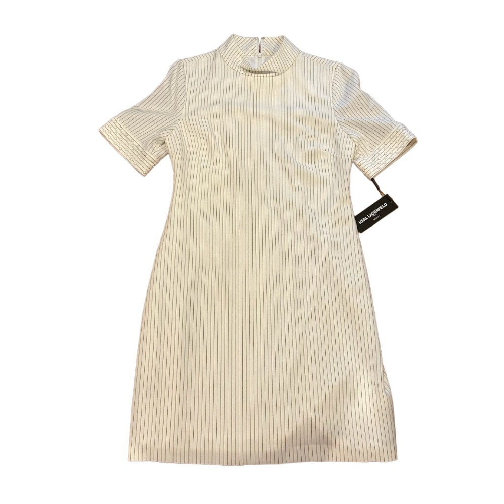 NWT Karl Lagerfeld Mock Neck Pin Stripe Dress Size 10